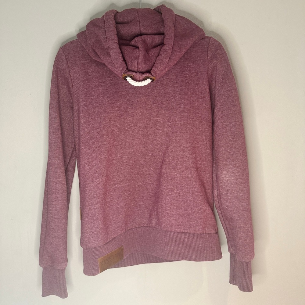 Naketano Hoodie Medium Burgundy Cowl Neck Rope Good Gorpcore Streetwear - Picture 3 of 8